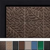AMAGABELI GARDEN & HOME 36" x 24"Shoes Scraper for Front Entrance Outside Doormat Patio Rug Dirt Debris Mud Trapper Waterproof Out Door Mat Low Profile Washable Carpet, Dark Brown
