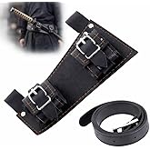Katana Sword Belt Holder, Adjustable Samurai Sword Frog Holster with Two Buckles, PU Leather Waist Belt for Medieval, Pirate & Anime Cosplay Costumes