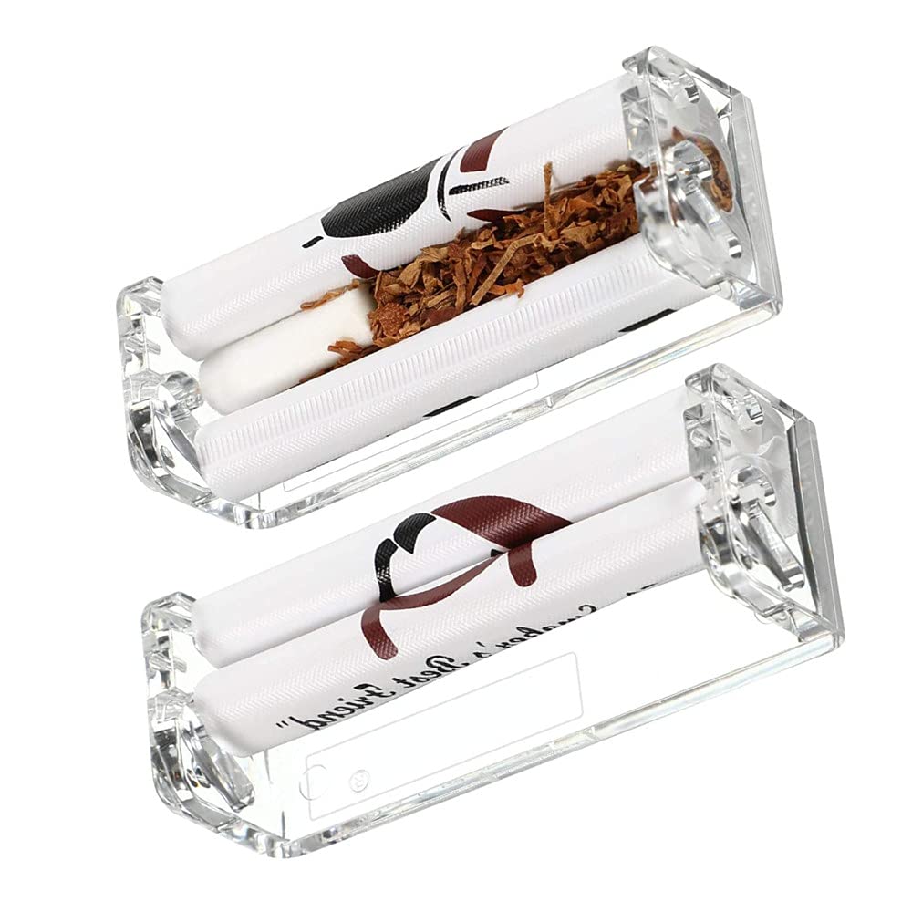 2 Pieces Plastic Cigarette Rolling Machine, Manual Rolling Machine for Making Cigarettes,80mm Cigarette Roller
