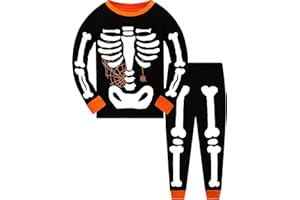 CM-KID Toddler Boys Halloween Skeleton Glow-in-The-Dark Pajamas Cotton Pjs for Boy Jammies Kids Sleepwear Clothes Sets Size 2-7T
