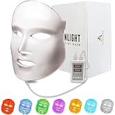 Aphrona FDA cleared LED Facial Mask MOONLIGHT PRO 7 Color Treatment Photon Mask, Red light Blue light for Acne Removal Wrinkle Reduction, led light therapy for face, 450 Powerful LED Chips (White)