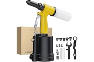 AMTOVL Pneumatic Riveter - 3917LBF Pulling Pneumatic Rivet Gun, Heavy-Duty Air Pop Riveter 3/32", 1/8", 5/32", 3/16" and 1/4"