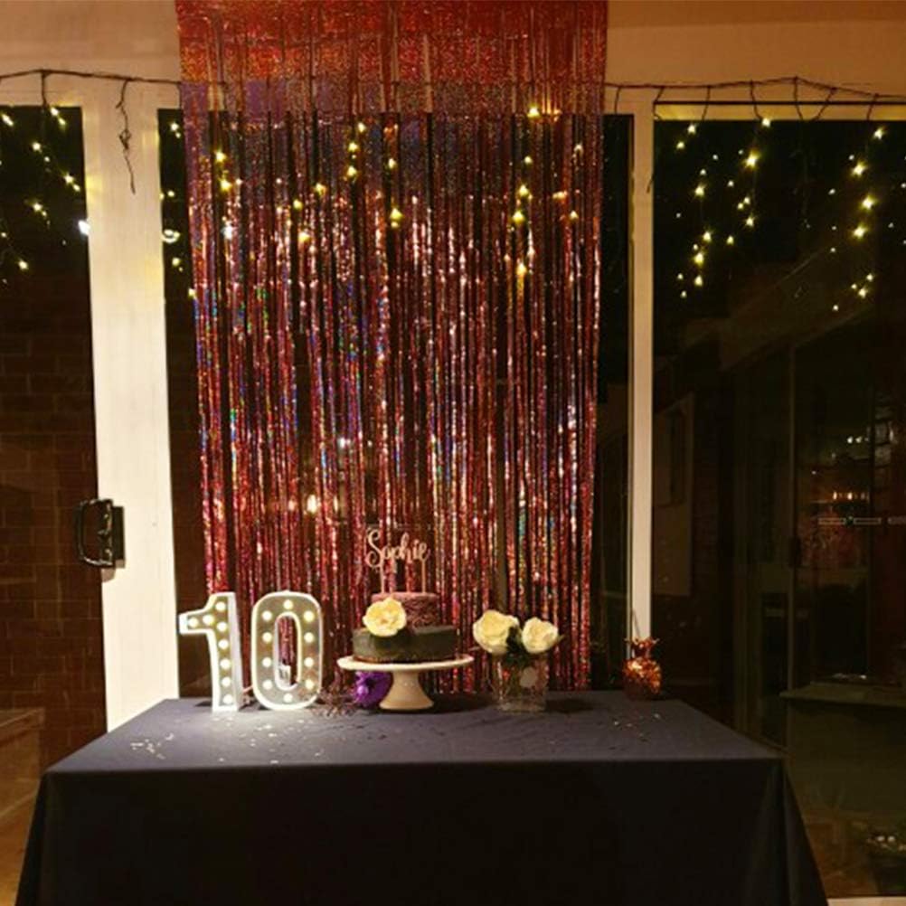 BovoYa Folie Fringe Vorhang Silber Glitzervorhang Vorhang Vorhänge