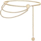 SUOSDEY Pirate Waist Chain Belts for Women Multilayer Metal Belly Chain Belt Fashion Accessories for Dress