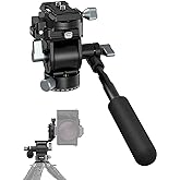 SmallRig Video Head for Vertical/Horizontal Shooting, Tripod Pan Tilt Fluid Head with Telescopic Handle and Switchable QR Pla