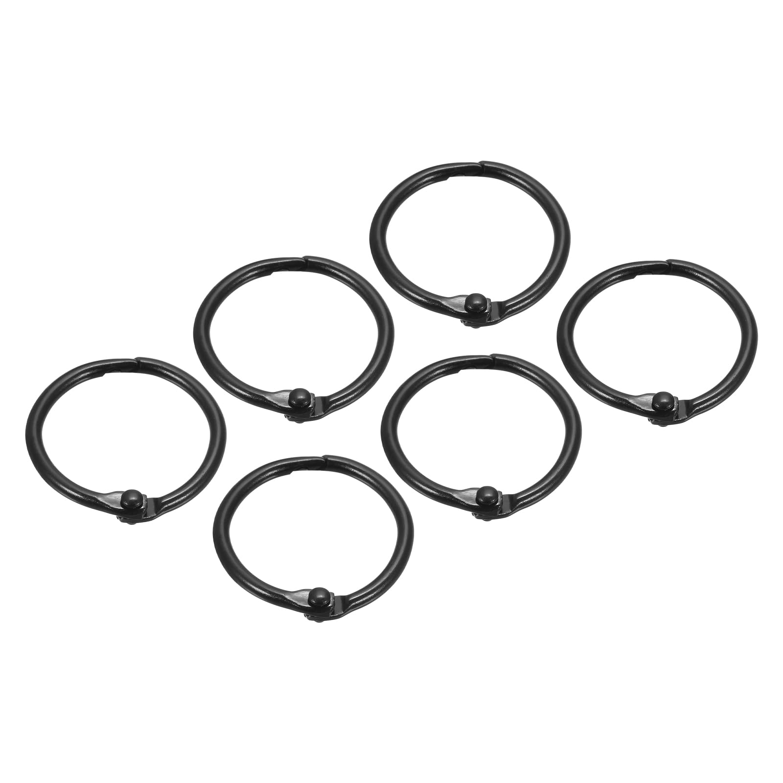 METALLIXITY Loose Leaf Binder Rings (30mm/1.2 Inch) 12Pcs, Steel Key Ring Binder Clips Book Rings - for Home or Office, Black