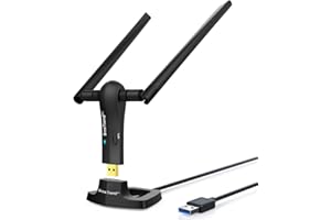 BrosTrend 1200Mbps Long Range USB WiFi Adapter for PC Desktop Laptop of Windows 11/10/8.1/8/7, Wireless Adapter Dual Band 2.4GHz 300Mbps + 5GHz 867Mbps, 2X 5dBi High Gain Antennas, USB 3.0 Cradle