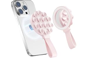 UPONSZ Magnetic Silicone Suction Cup Phone Mount Built-in Mirror for MagSafe,Sticky Phone Grip Holder for iPhone, Hands-Free for Makeup Shower, Octo Sticky Buddy Thing Back of Case for TikTok Selfie Video