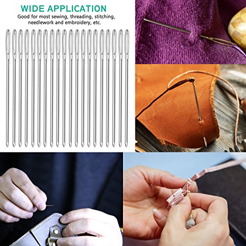 image for Alcoon 20 Pieces Large-Eye Stitching Needles 52mm Hand Sewing Needles 
