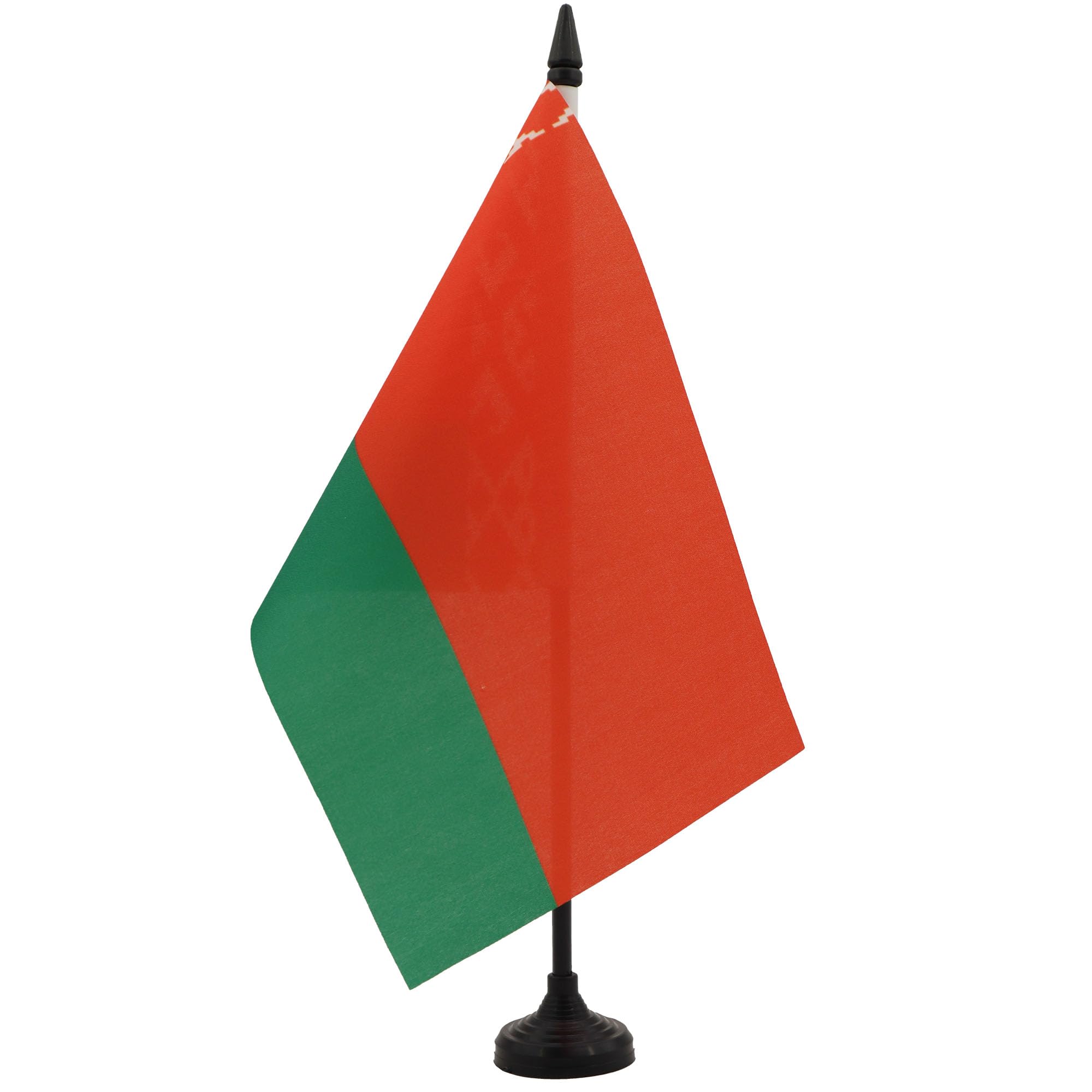AZ FLAG - Belarus Table Flag 5'' x 8'' - Belarusian Office Flag 100% Polyester 21 x 14 cm - Mini Desk Flag with 10'' Pole and Black Plastic Base