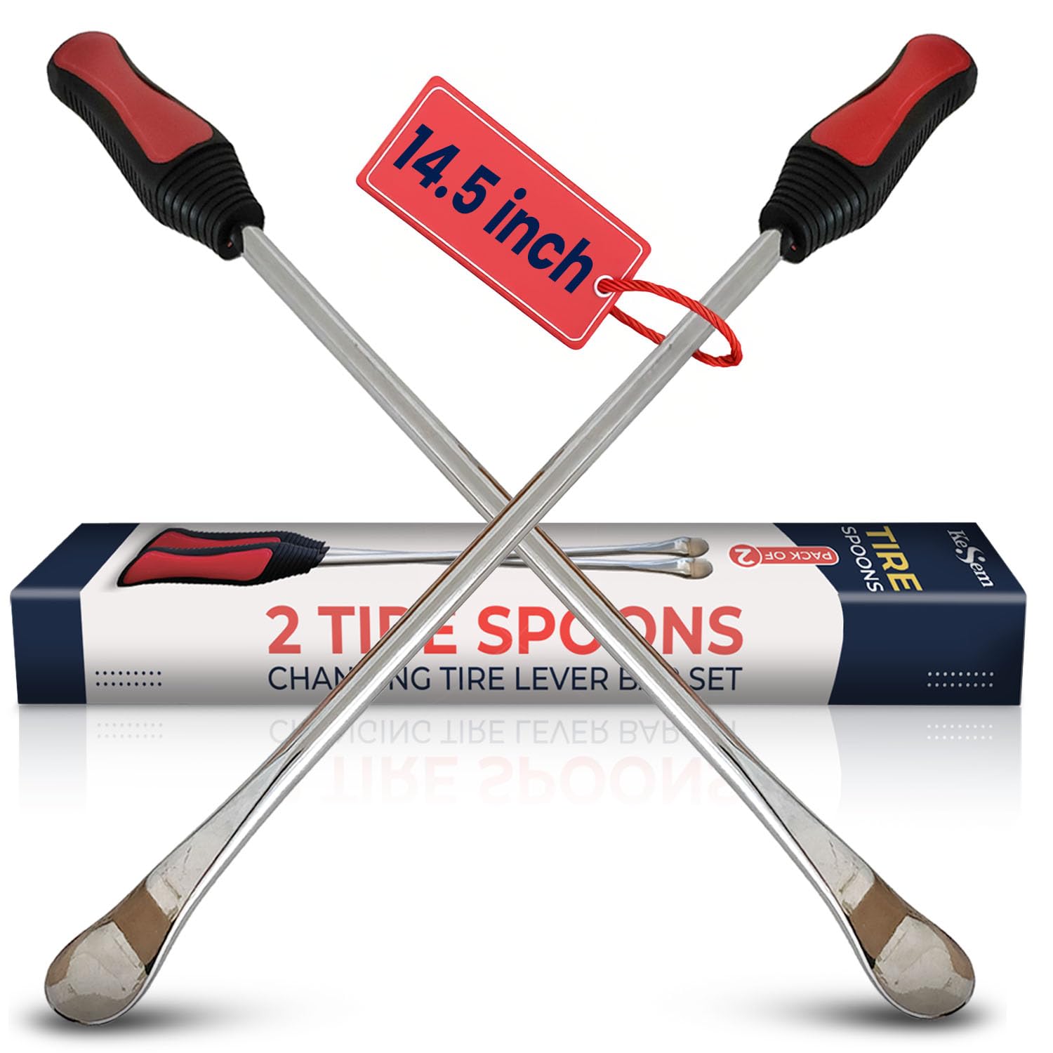 Photo 1 of 2 Pack 14.5" Tire Spoons Changing Tire Lever Tire Iron Bar Set Tire Repair Tool Kit Tire Changer Remove Tyre Heavy Duty Metal Steel for Motorcycle Bike Scooter Bicycle Mower Dirtbike 14.5 inch long