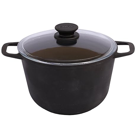 Gusseisen Kazan Kasan Schmortopf mit Glasdeckel Ø 26 cm 6L (Ø 26cm. 6Liter)