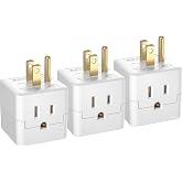 [ETL Listed] 3-Pack 3 Outlet Wall Adapter, Grounded 3-Prong Cube Tap | Outlet Power Splitter, Compact 3-Way Plug Adapter for Home, Office or Travel.