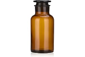 Kestun Lab Glass Reagent Bottle,Wide Mouth Glass Storage Bottle with Ground Stopper,Decorative Bottles/Vase (Amber, 500ML)