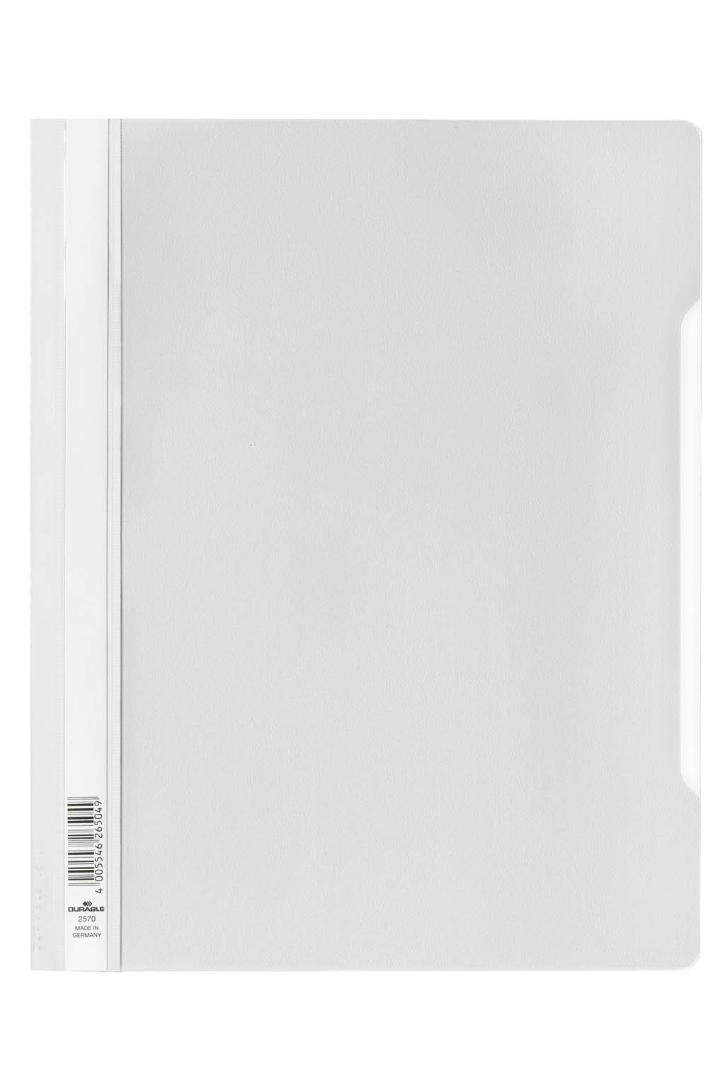 Durable 257002 Quick File with Transparent Cover, Extra Wide, 50 Pieces, White
