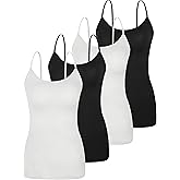 BAMBOO COOL Women's Basic Lingerie Camisole Tank with Adjustable Spaghetti Strap Cute Undershirt 3/4 Pack