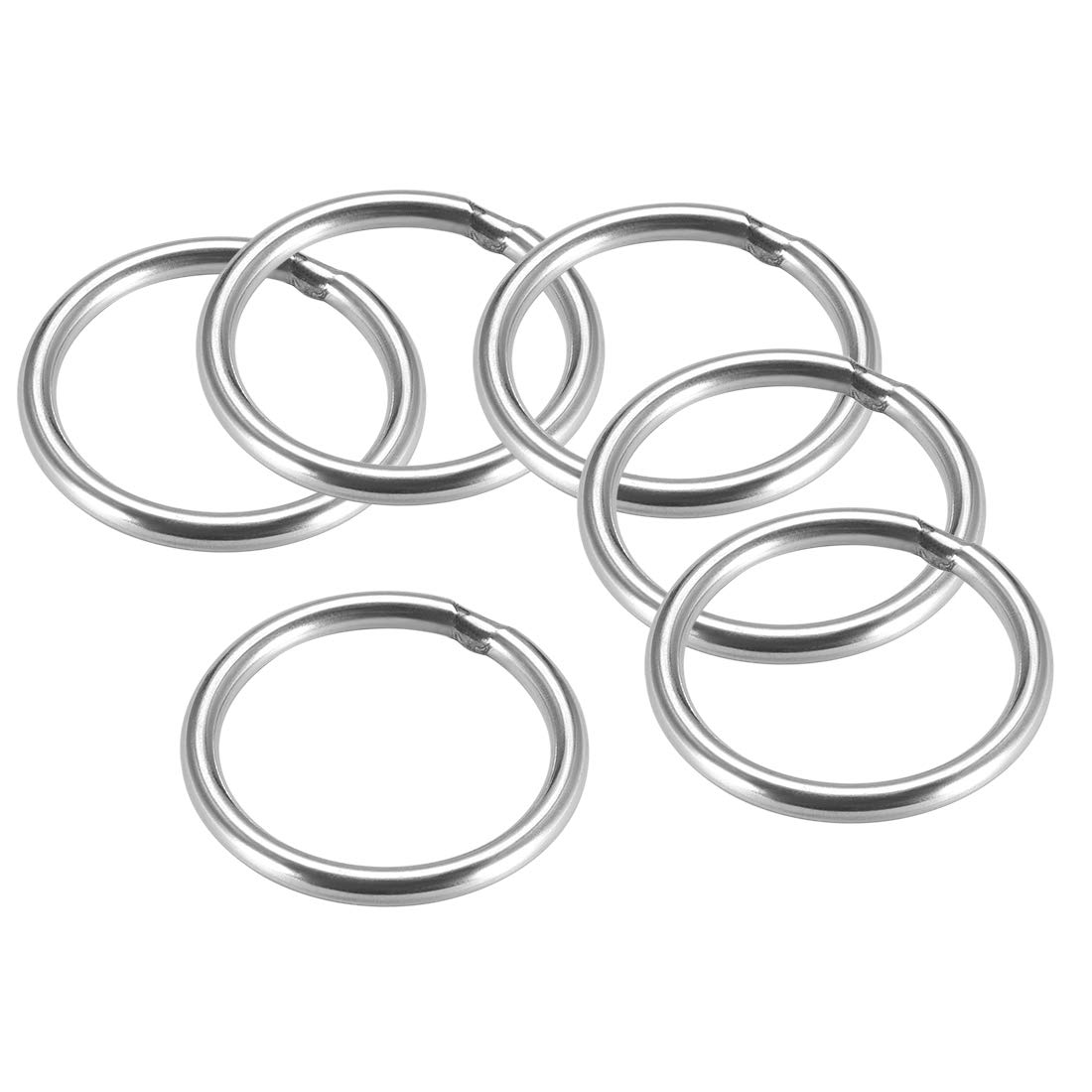 sourcing map 201 Stainless Steel O Ring 30mm(1.18") Outer Diameter 3mm Thickness Strapping Welded Round Rings 6pcs