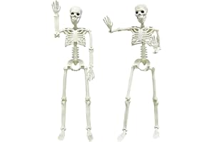 CAMIRUS 2PACK 36" Skeleton Halloween Decorations, 3ft Life Full Size Skeleton with Realistic Posable Movable Joints for Halloween Haunted Houses, Lawn, Graveyard
