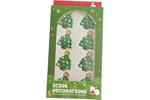 CLONYNIX Edible Christmas Themed Sugar cake decorations, Christmas Tree cupcake toppers, perfect Icing Cookies decro for Gingerbread House, Cupcakes, Cake, Macaron, Cookies, and Cakecicles