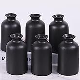 6 Pack Matte Black Ceramic Bud Vases – 5” Modern Boho Mini Vases for Flowers, Pampas Grass, or Dried Stems – Small Rustic Centerpieces for Home Decor, Wedding Table, and Party Displays