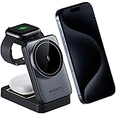 2026 Upgraded 3-in-1 Wireless Charger for iPhone,Travel Magnetic Charger Stand Nightlight Foldable Wireless Charging Station Compatible with Magsafe Charger&iPhone 17/16/15/14/13,Apple Watch&AirPods
