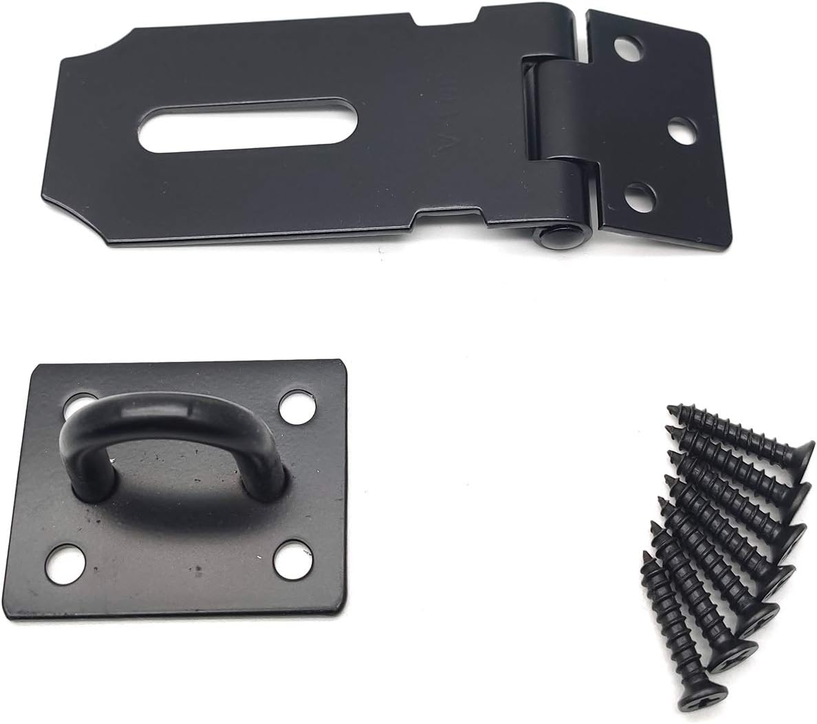Addlike Padlock Hasp 4-Inch Door Hasp Latch 1.8mm Thickness Stainless Steel Black Set of 2 - - 
