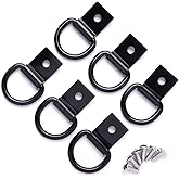 6 Pcs D-Ring Tie Down Anchors 1/4" Heavy Duty Steel Tie Down Hooks for Truck, Trailer, Camper, Warehouse, Garage, Boat, Cargo Control Surface Mount, D Ring with Screws, Black