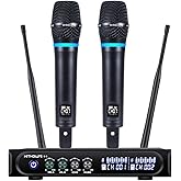 Kithouse S9 UHF Rechargeable Wireless Microphone System Karaoke Microphone Wireless Mic Cordless Dual with Bluetooth Receiver Box + Volume Control ECHO for Karaoke Singing Speech Meeting Church, 200FT