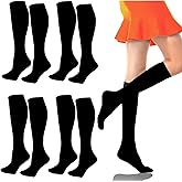 Fvcisshhu 17.7 inch Knee High Opaque Socks,Athletic Stretchy Sock for LGBT,Teens,Women,Girl,Halloween,Black Rainbow