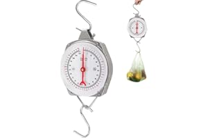 Acshio Precision Hanging Scale, 110 LB / 50KG Spring Dial Weight Scale Large Game Scale, Heavy Duty Mechanical Kitchen Weighing Food Scale for Market, Feeding, Kitchen