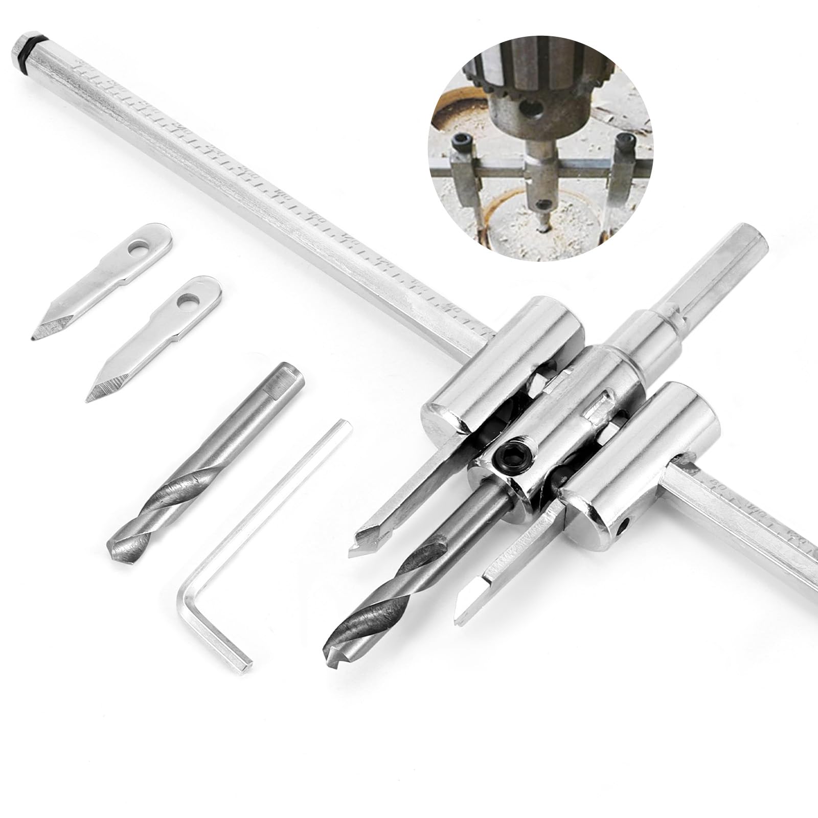 Ulsam Alloy Circle Cutter, 30-300 MM Adjustable Hole Saw Drill Bit for Woodworking, Plastic, Plasterboard - Universal Steel Cutter