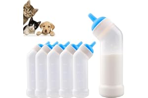 JIAXIX Pet Nursing Bottle for Newborn Animals,Kitten Bottle Feeding Kit Silicone Nipple for Kittens Puppys Rabbits Squirrel (Blue, Large)