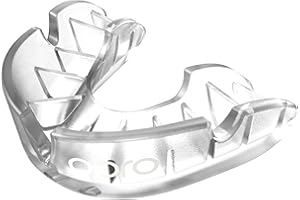 OPRO Silver Level Adult and Youth Sports Mouthguard with Case, Gum Shield Featuring Revolutionary Fitting Technology for Hockey, Lacrosse, Rugby, MMA, Boxing and Combat Sports (Youth,Clear)