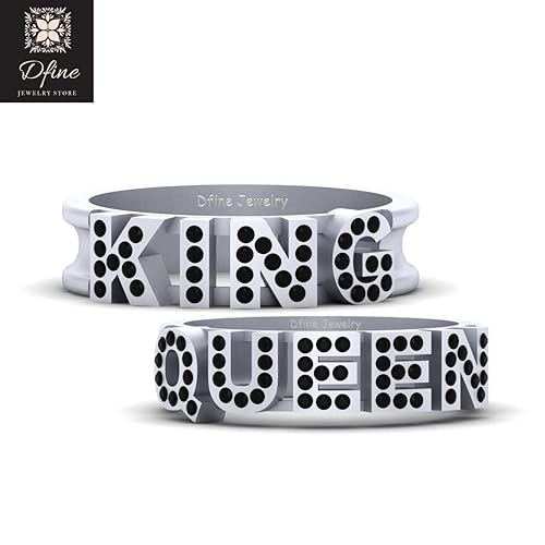 Amazon Com His And Her Matching King And Queen Wedding Band Set