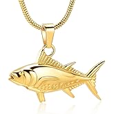 Imrsanl Cremation Jewelry for Ashes Fish Urns Necklace for Men Women Memorial Keepsake Jewelry Ashes Pendant for Pets/Human
