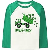 Sineeko Kids St.Patrick's Day Shirt for Boys Clover T-Shirts Long Raglan Sleeve Irish Tees Lucky Shamrock Tops 2-7T
