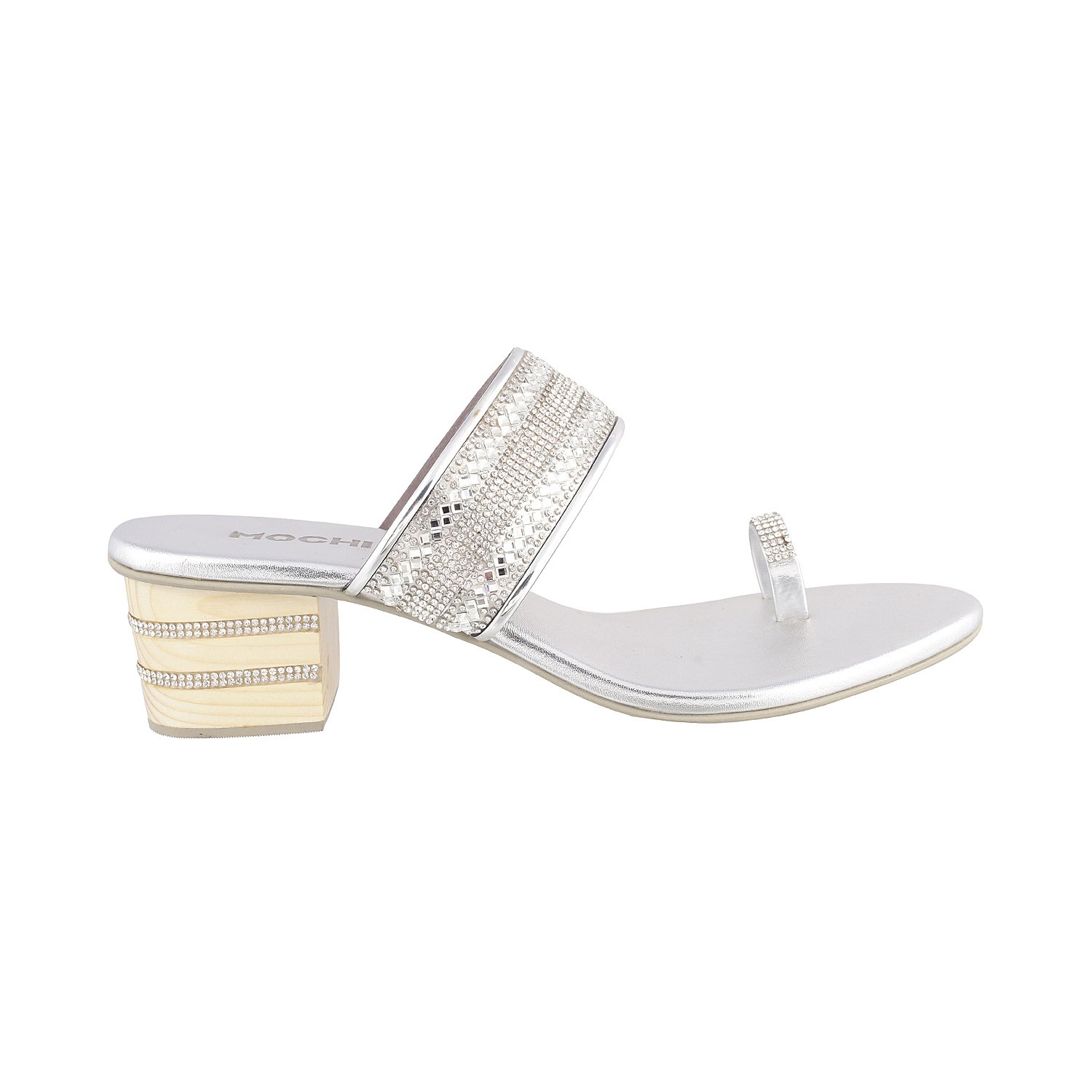 mochi women silver synthetic sandals (35-3115)