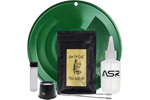 ASR Outdoor Gold Panning Kit with Paydirt Beginner Prospecting Equipment 6pc, Green