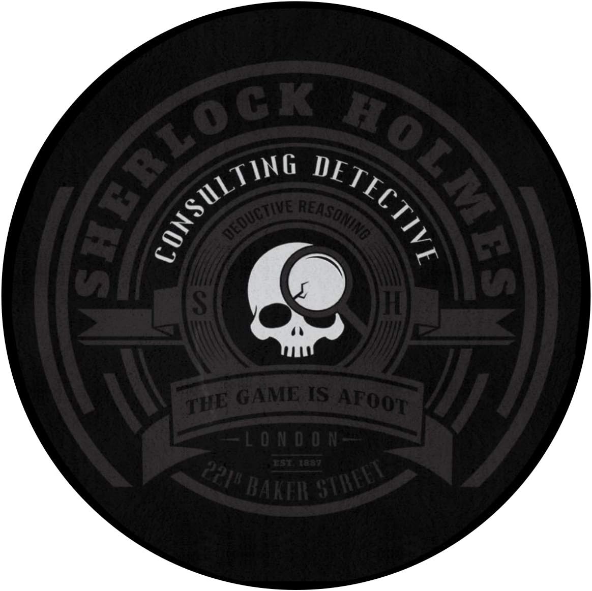 Sherlock Holmes Consulting Detective Indoor Outdoor Rug Round 60"" x60 Front Door Mat Waterproof, Non Slip Washable Quickly Absorb Moisture and Resist Dirt Rugs for Entryway