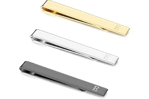 UBGICIG 3 Pcs Stainless Steel Tie Clips for Men Elegant Personalized Letter Tie Clip Set for Men Classic Gold Silver Black Tone Tie Bar
