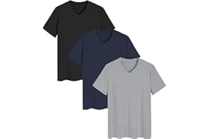 Latuza Men's Viscose Sleep Shirt Soft V-Neck Pajama Tops 3 Pack