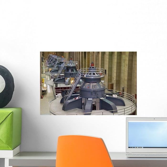 Wallmonkeys Seven Power Generators at Hoover Dam Wall Decal Peel and Stick Graphic WM353019 (18 in W x 12 in H)