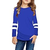 Ebifin Girls Casual Short/Long Sleeve T Shirts Kids Loose Soft Striped Color Block Tunic Tops, Tees Blouses Size 4-15 Years