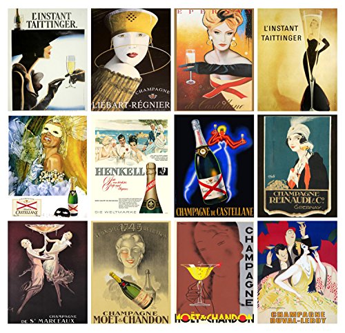 Mini Posters Set [13 posters 8x11] Vintage Champagne Wine Ads # Posters Reprint