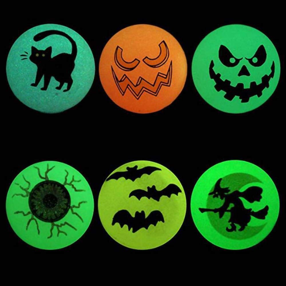 Atonofun 72 Pieces Halloween Bouncing Balls 1.25‘‘, Glow in The Dark Bouncy Balls with 6 Halloween Theme Designs, Halloween Bouncing Toys Balls for Trick or Treating Goodie, Classroom Giveaways, Halloween Party Favor Supplies: Toys & Games