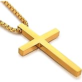 ZDaoBen Men's Cross Necklace 316L Stainless Steel Large Heavy Cross Pendant for Men Polished Jewelry Rolo Chain with 22'' 24'' 26''