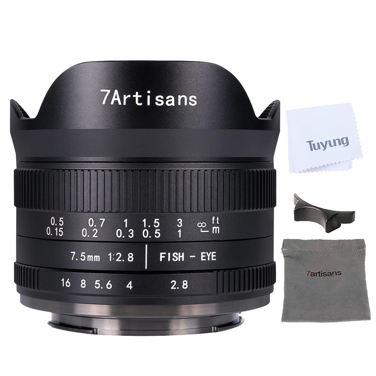 7artisans 7.5mm f2.8 APS-C Manual Fisheye Lens for Fujifilm Cameras with Protective Lens Cap - Black