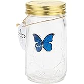 Butterfly in a Jar, Glass Animated Butterfly In A Jar With LED Light Gift Decoration (Blue)
