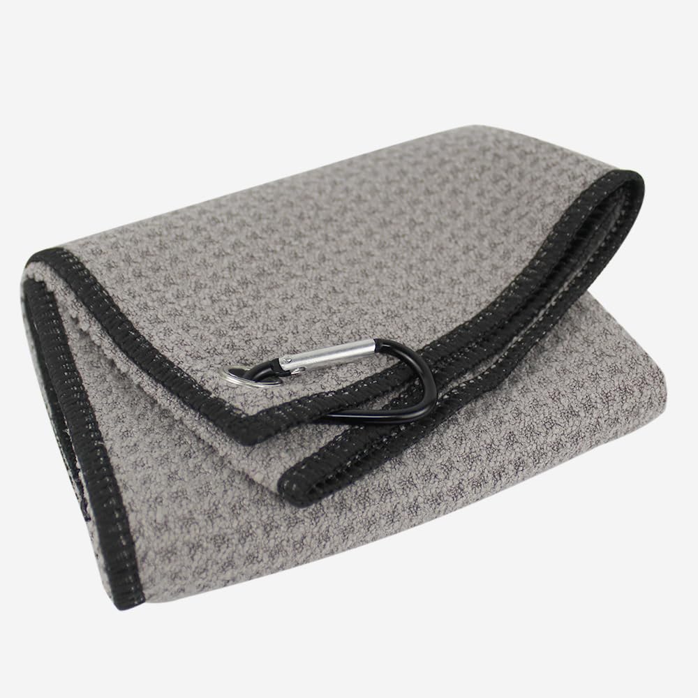 Scott Edward Microfiber Waffle Pattern Golf Towel with Carabiner Clip - Blue/Red/Gray