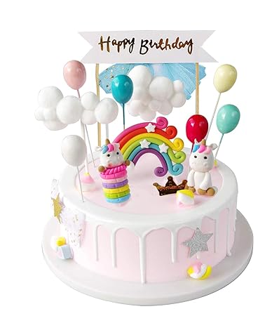 Izoel Unicorno Cake Topper Kit Nuvola Arcobaleno Palloncino